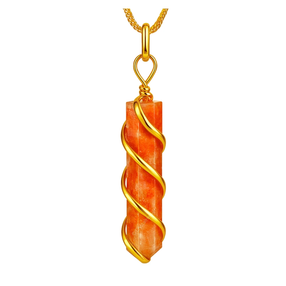 Sunstone Necklace - Spiral Pencil Point (Gold)