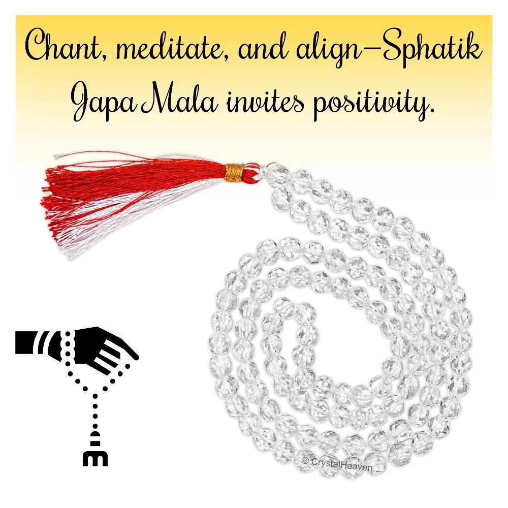 Sphatik Mala - Box Cut 108 Beads (6mm) (Hand Knotted)