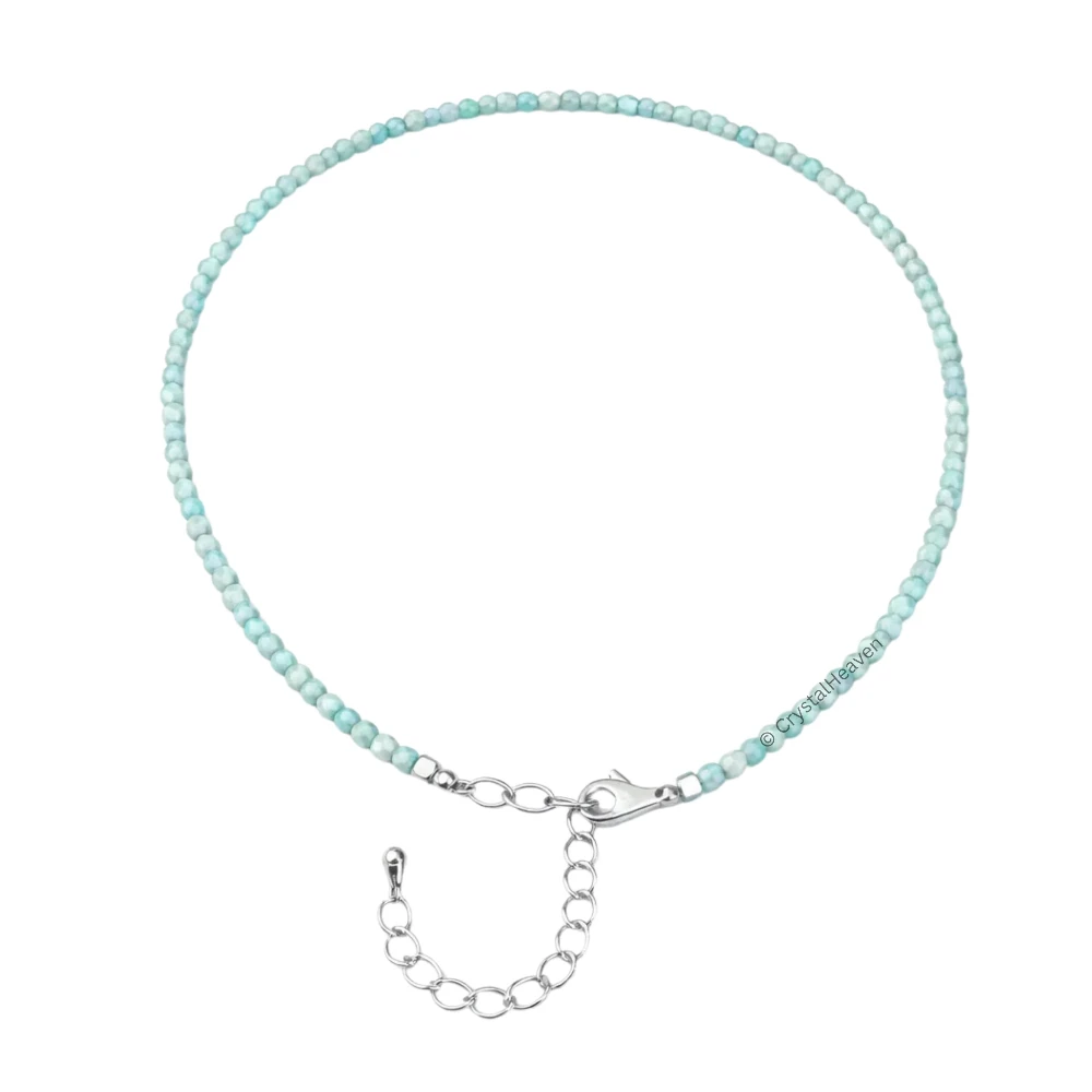 Amazonite Anklet - 2mm Faceted Beads (Silver)