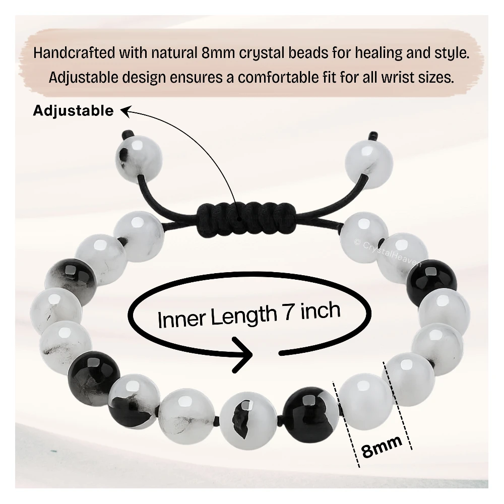 Black Rutilated Quartz Bracelet (Adjustable)