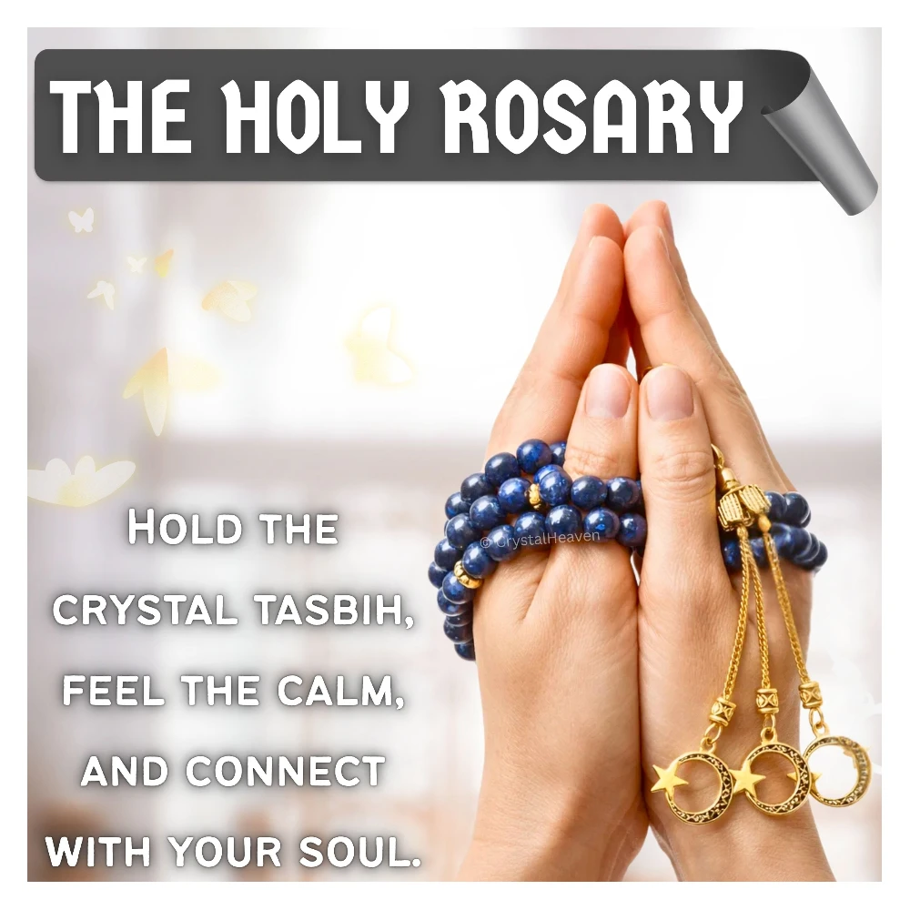 Blue Goldstone Crystal Tasbih (Gold)