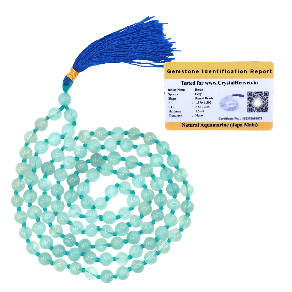 Aquamarine Japa Mala (Hand Knotted)
