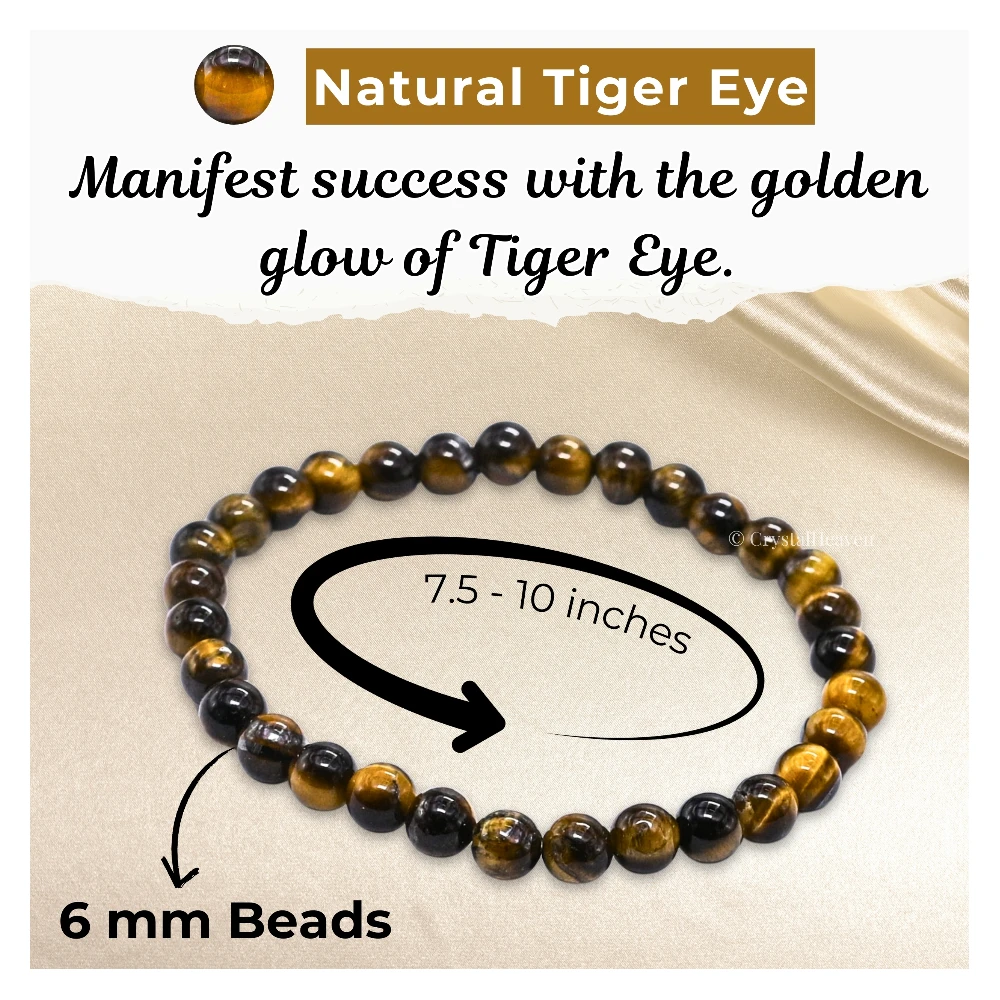 Tiger Eye Healing Crystal Bracelets - 6mm Beads