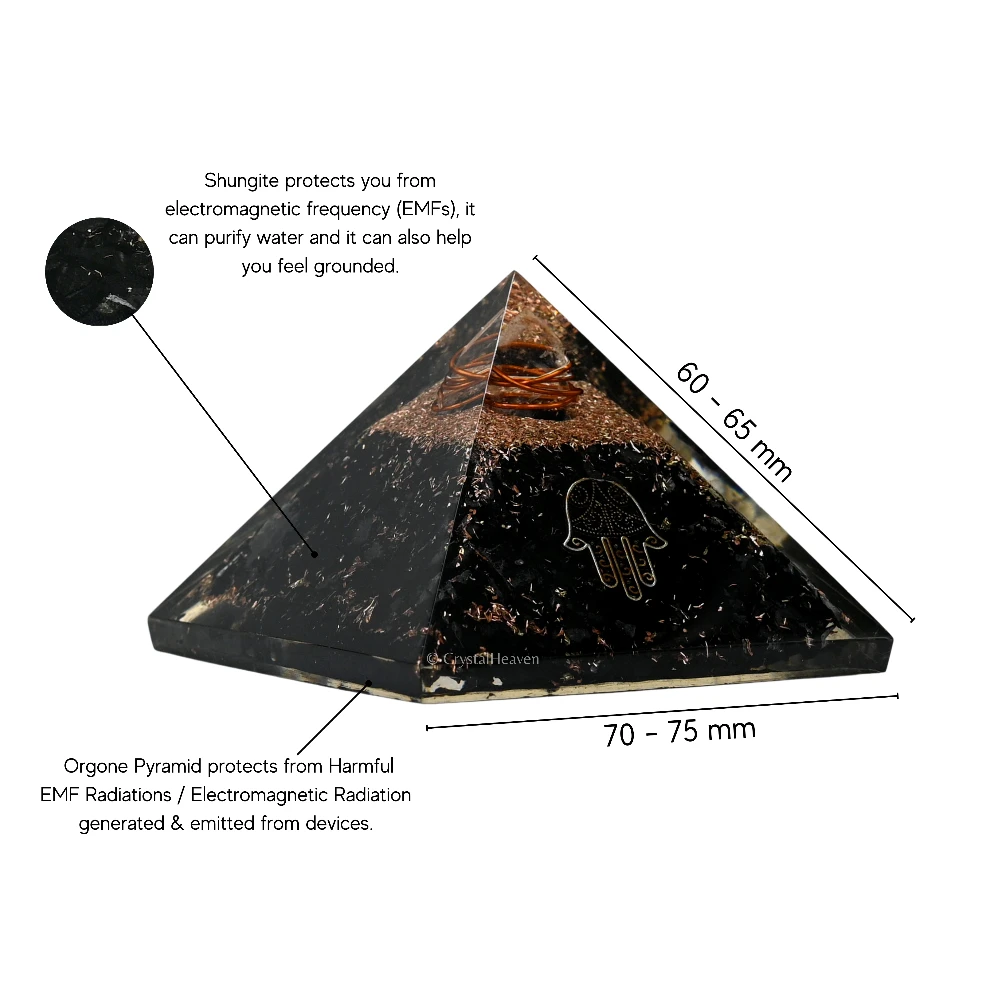 Shungite Orgone Pyramid (Samll Hamsa)