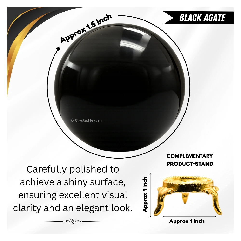 Black Agate Sphere (1.5 Inch)