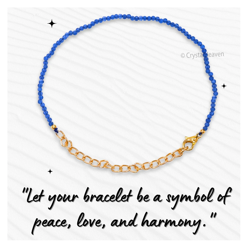Dark Blue Chalcedony Bracelets - 2mm Faceted Beads (Gold)