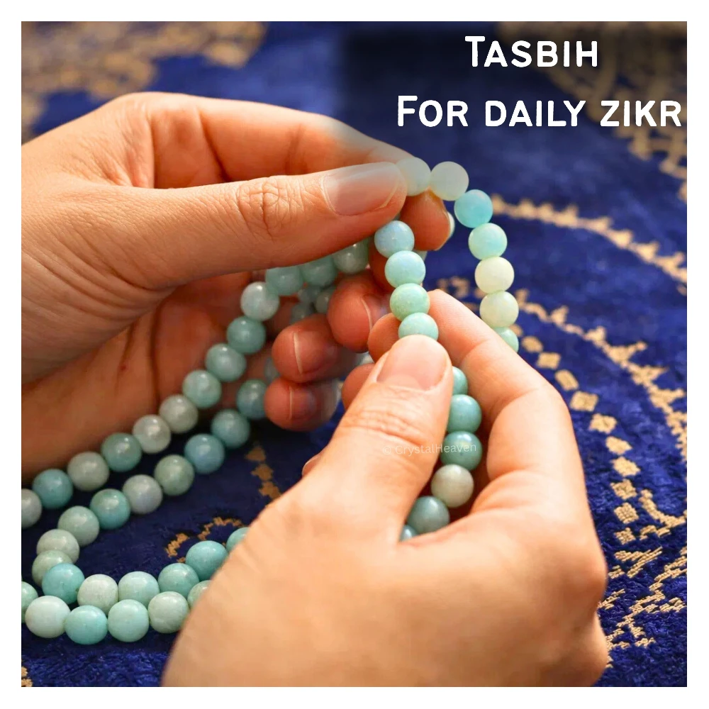 Amazonite Crystal Tasbih (Gold)