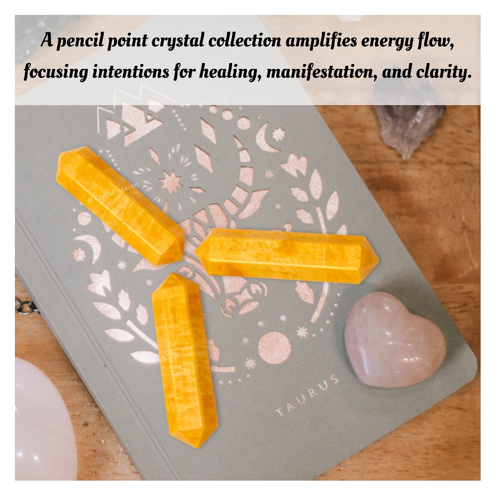 Yellow Jasper Pencil Points (Double Terminated) (Set of 3)