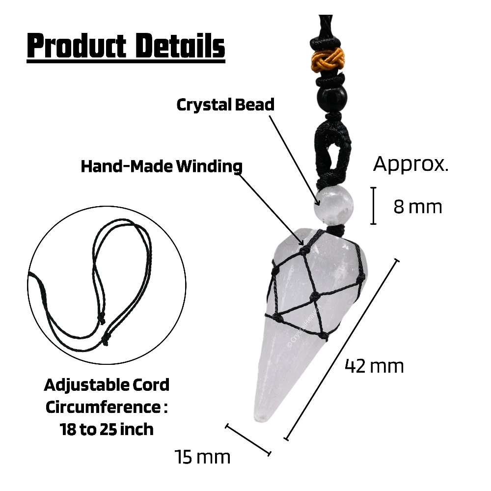 Selenite Pendulum Pendant Necklace (Macrame)