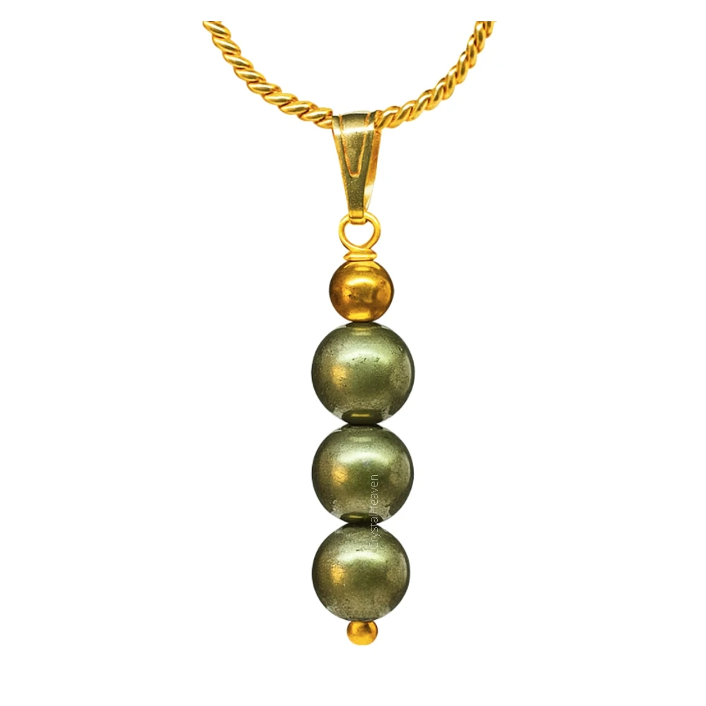 Pyrite Crystal Bead Necklace (Gold)