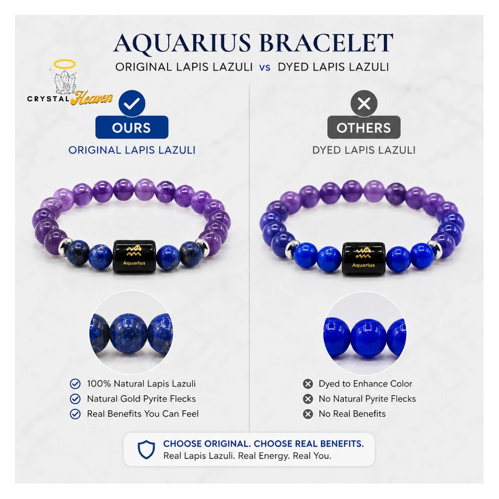 Aquarius Bracelet (कुंभ राशि) - Amethyst & Lapis Lazuli