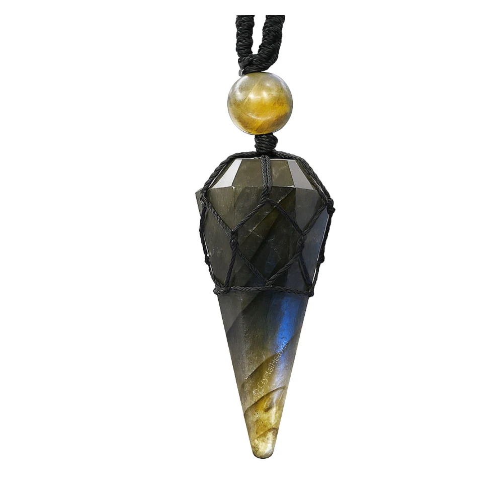 Labradorite Pendulum Pendant Necklace (Macrame)