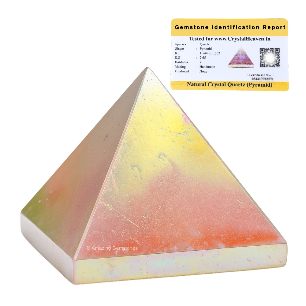 Angel Aura Rose Quartz Pyramid (2 Inch)
