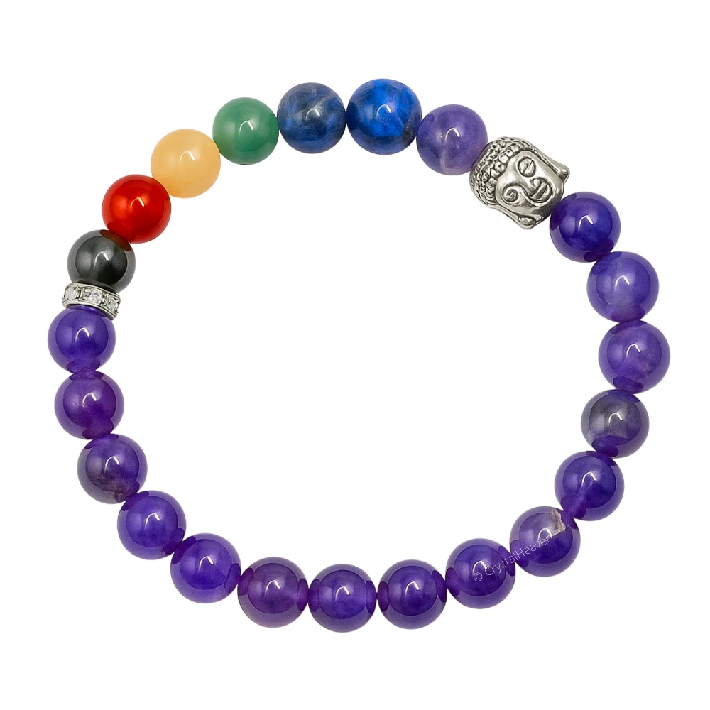 Amethyst Chakra with Buddha Bracelet (Elastic)