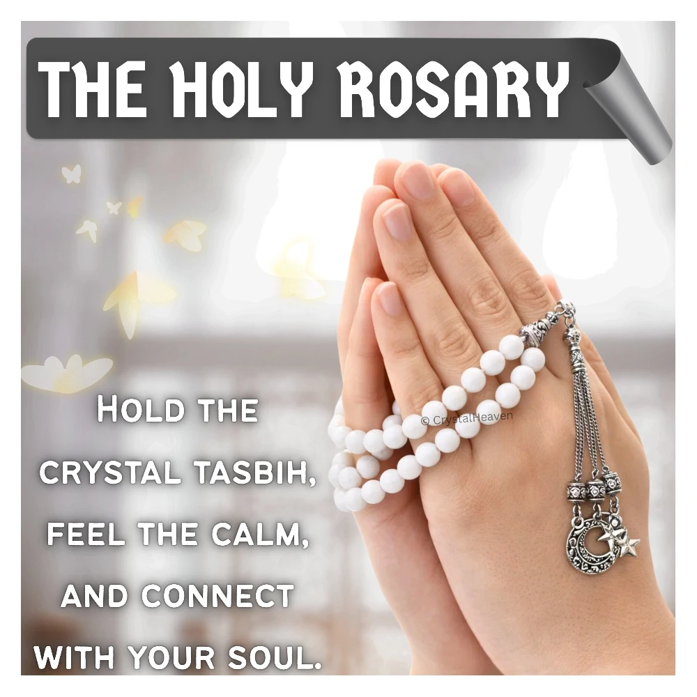 Mother of Pearl Crystal Tasbih (Silver)