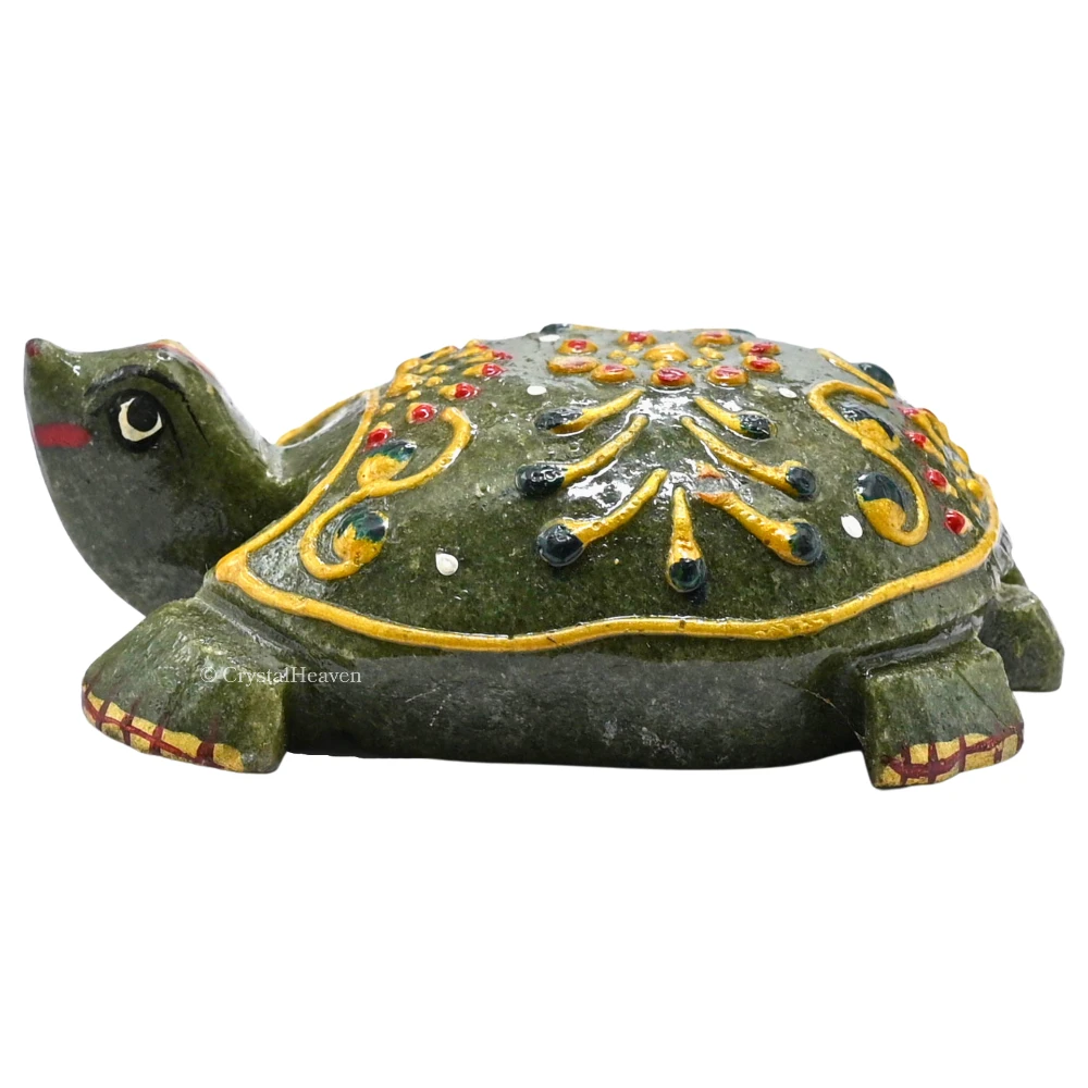 Vesuvianite Crystal Gemstone Hand Painted Tortoise (3-4 Inch)