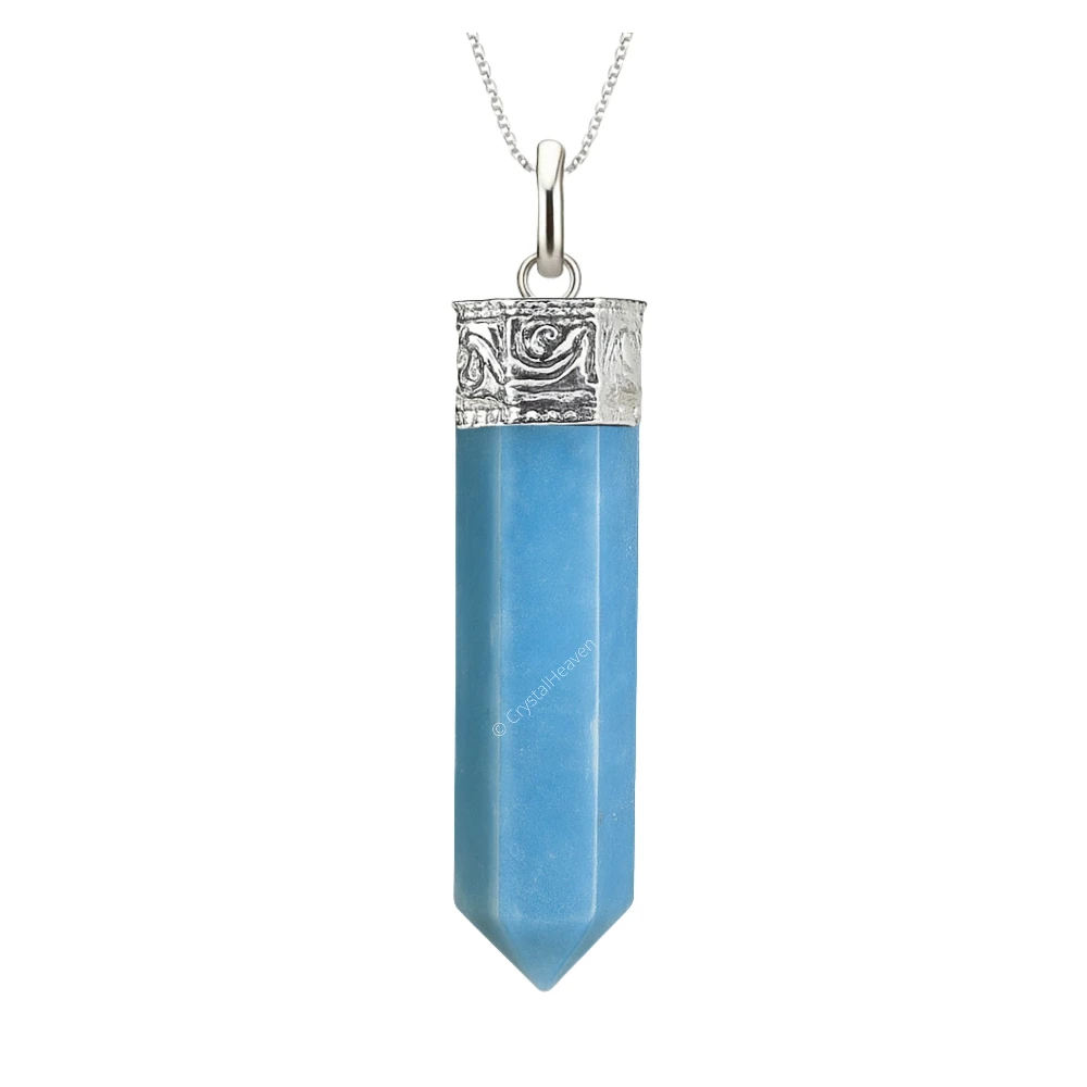 Angelite Necklace - Pencil Point (Silver)