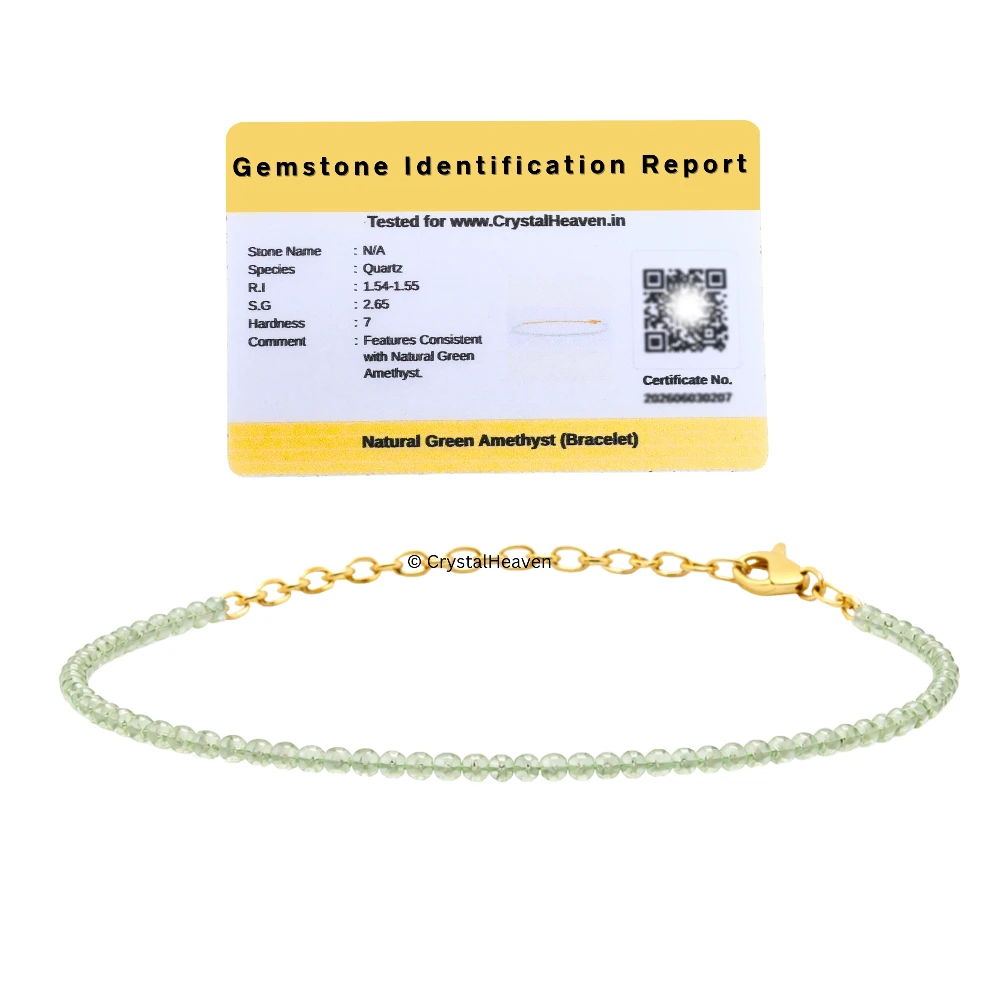 Green Amethyst Bracelets - 2mm Faceted Beads (Gold)