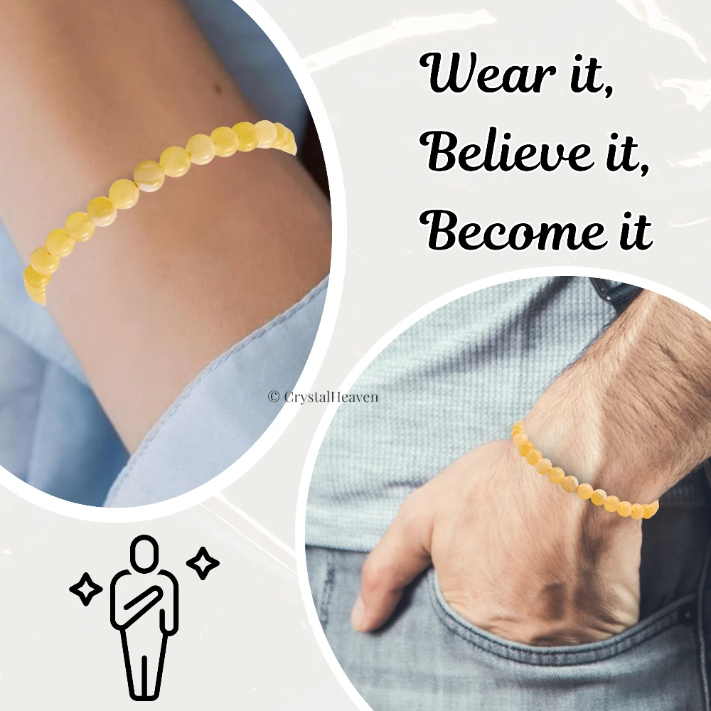 Yellow Calcite Healing Crystal Bracelets - 6mm Beads (Adjustable)
