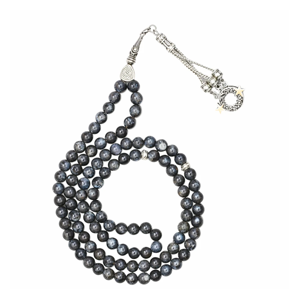 Larvikite Crystal Tasbih (Silver)