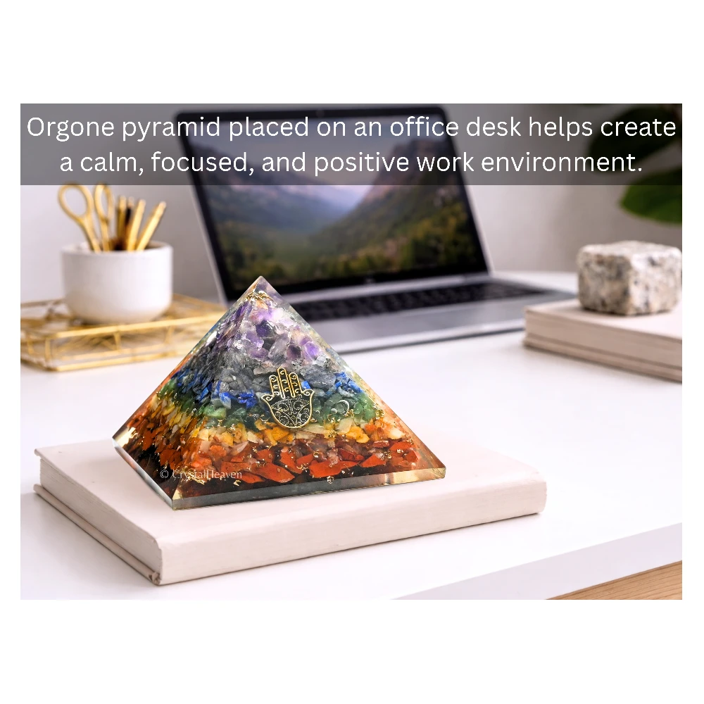 7 Chakra Orgone Pyramid (Small Hamsa)