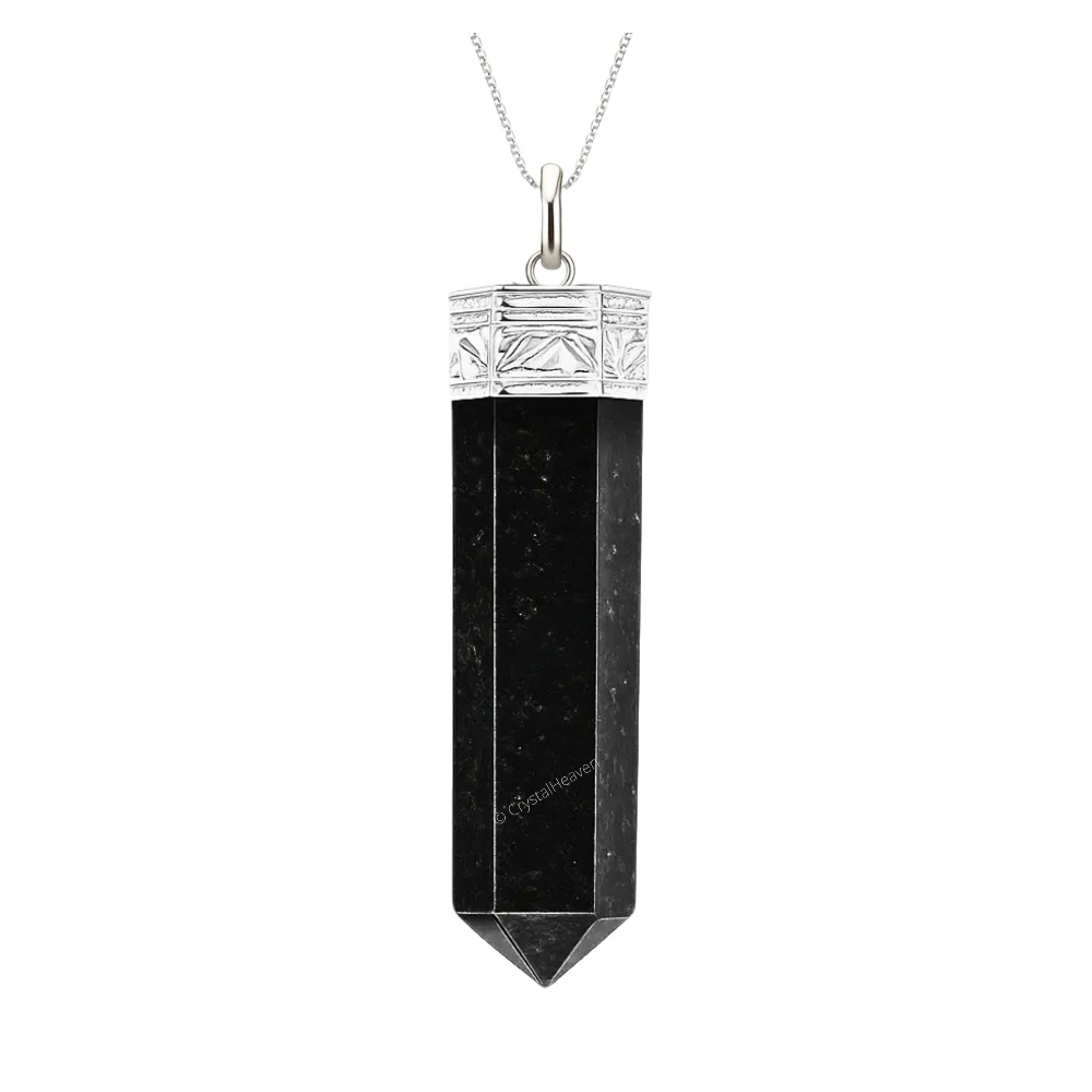 Nuummite Necklace - Pencil Point (Silver)
