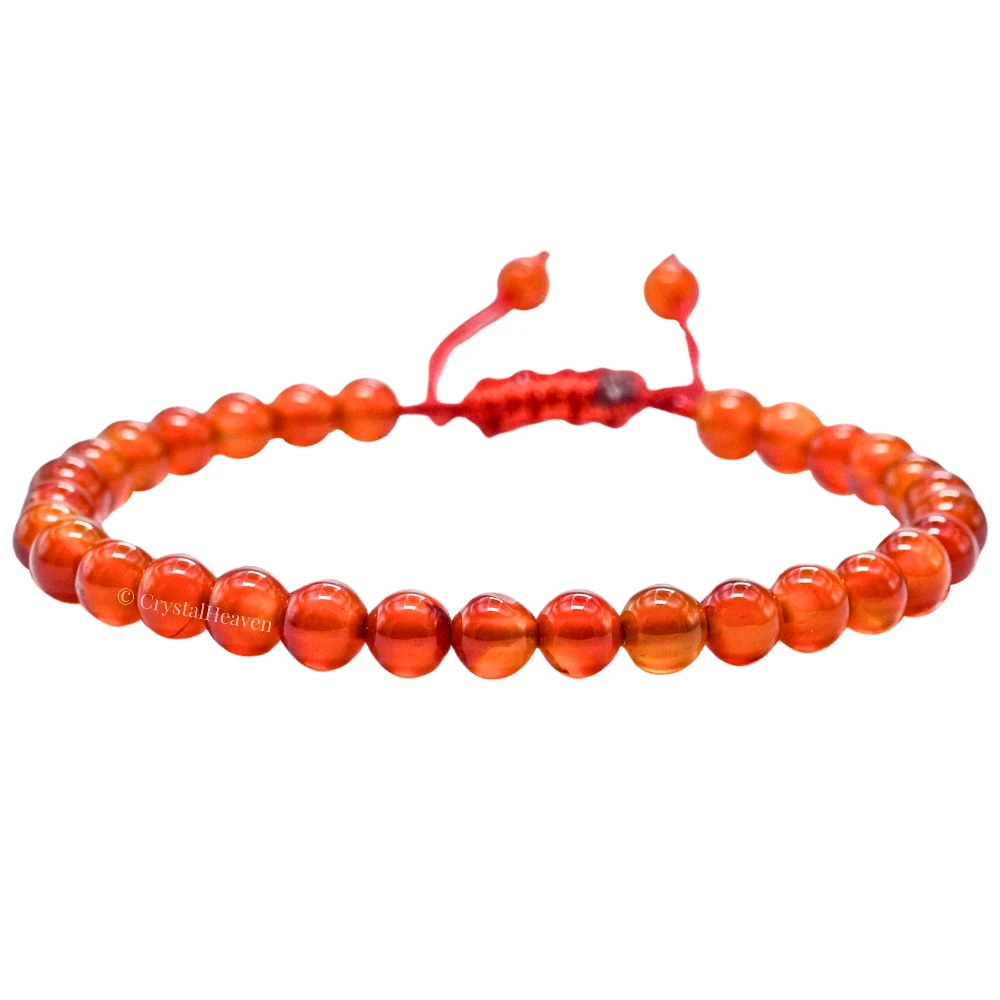 Carnelian Healing Crystal Bracelets - 6mm Beads (Adjustable)
