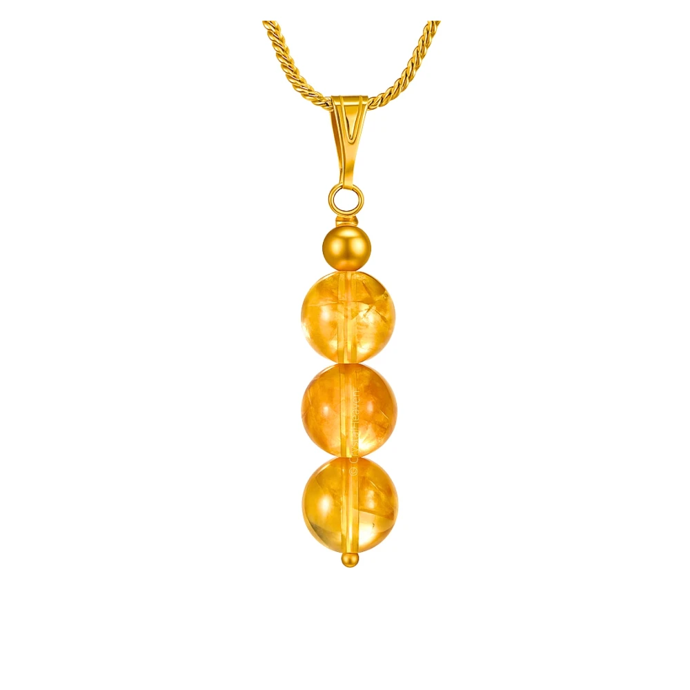 Citrine Crystal Bead Necklace (Gold)