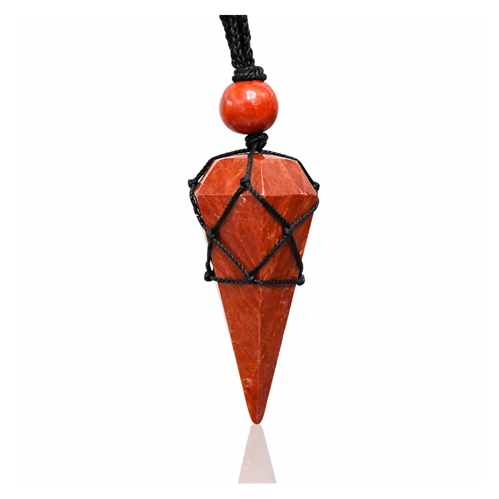 Red Jasper Pendulum Pendant Necklace (Macrame)