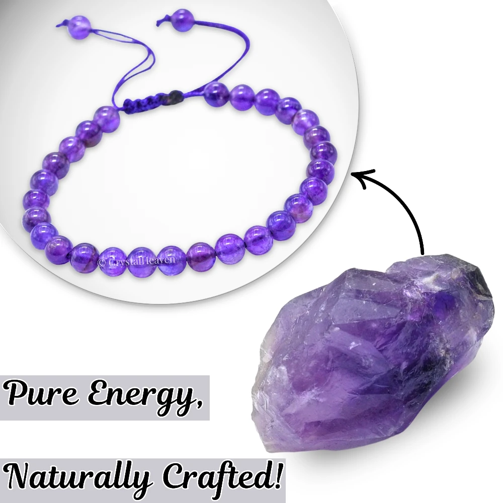 Amethyst Healing Crystal Bracelets - 6mm Beads (Adjustable)