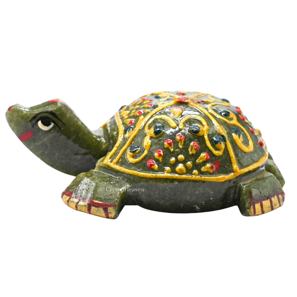 Vesuvianite Crystal Gemstone Hand Painted Tortoise (2-3 Inch)