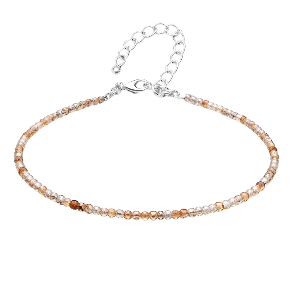 Orange Rutilated Quartz Anklet - 2mm Faceted Beads