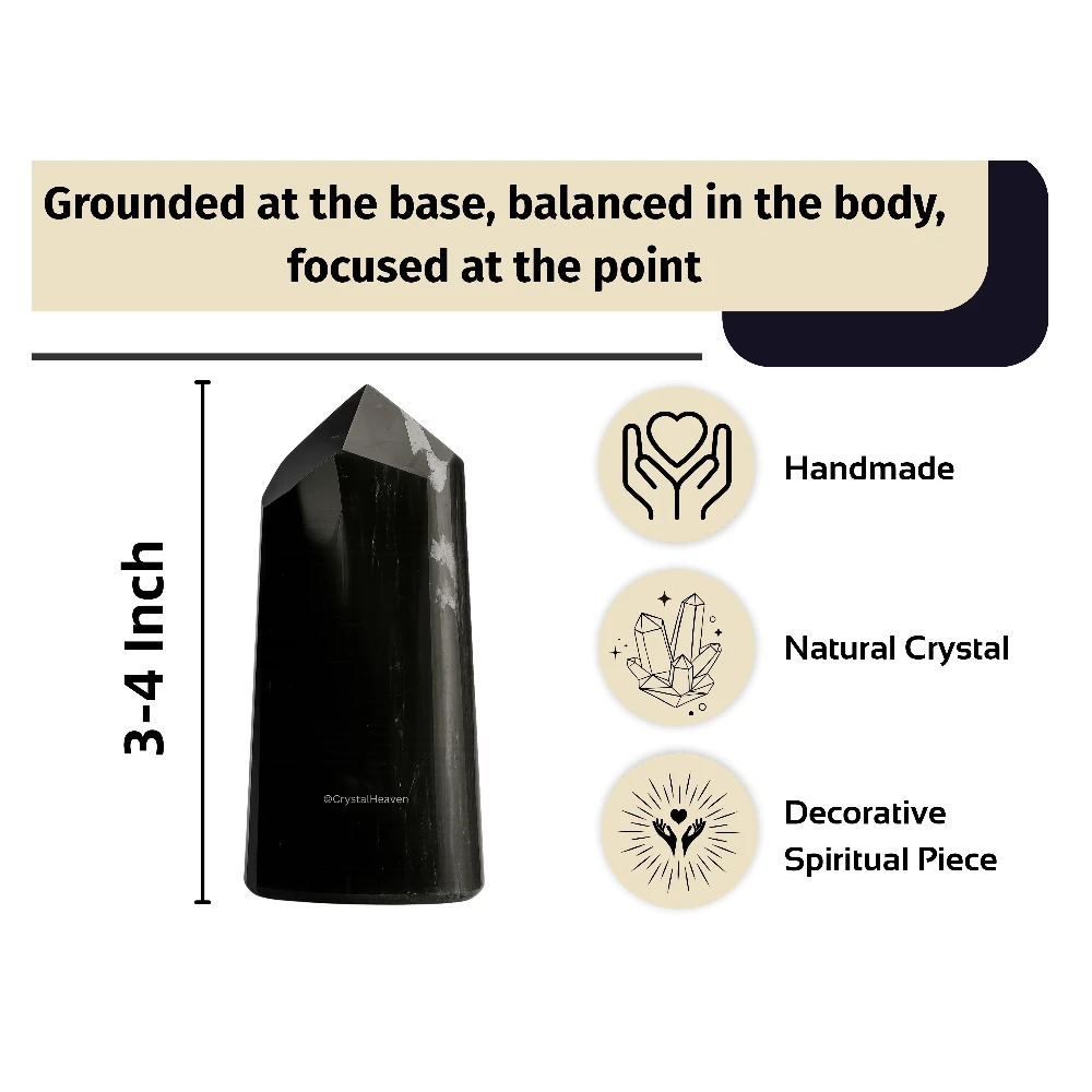 Black Tourmaline Tower (Wide) (3" to 4" inch)
