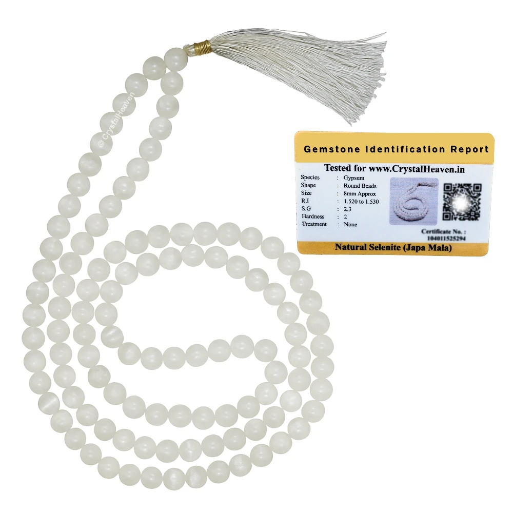 Selenite Japa Mala (Without Knot)