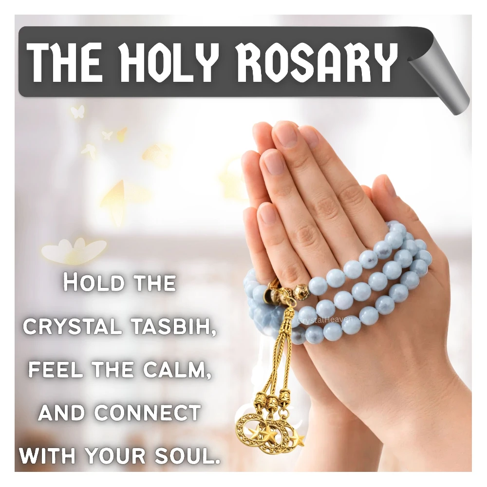 Angelite Crystal Tasbih (Gold)