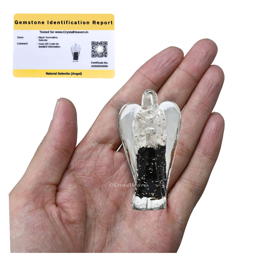 Selenite Black Tourmaline Crystal Orgone Angel (Layer)