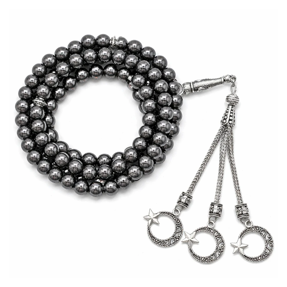 Hematite Crystal Tasbih (Silver)
