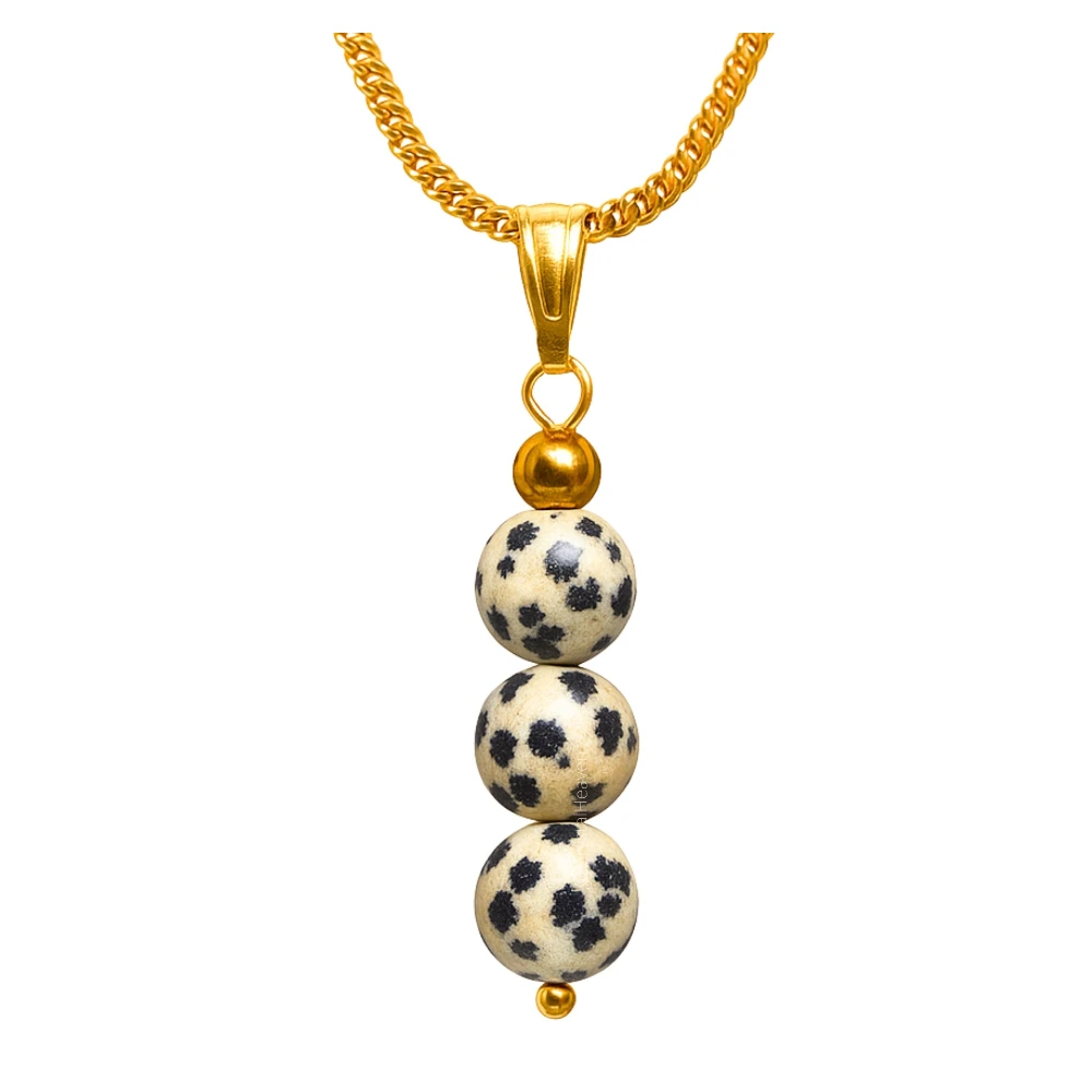 Dalmatian Jasper Crystal Bead Necklace