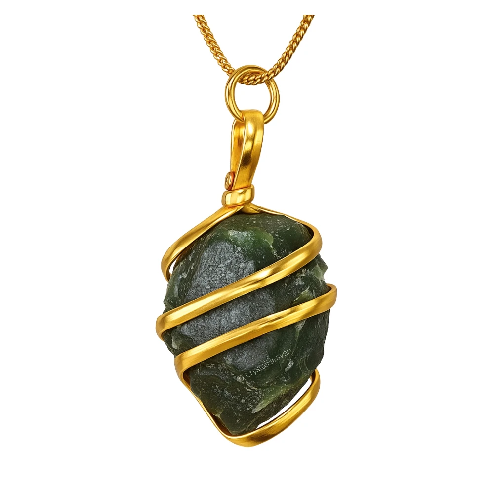 Green Aventurine Necklace - Raw Crystal (Gold)