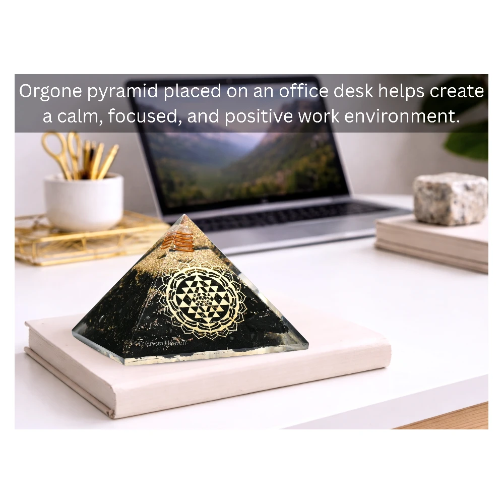 Shungite Orgone Pyramid (Round shriyantra -2)