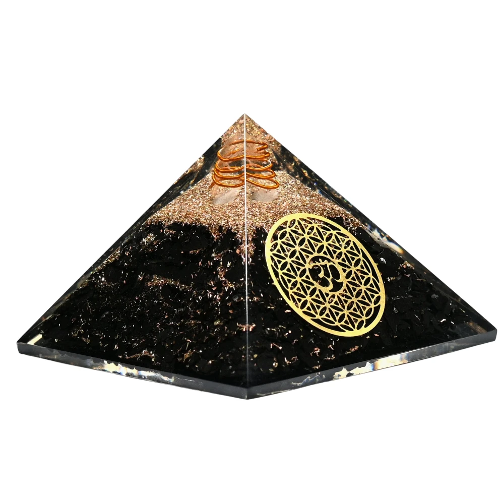 Shungite Orgone Pyramid (OM Flower Of Life)