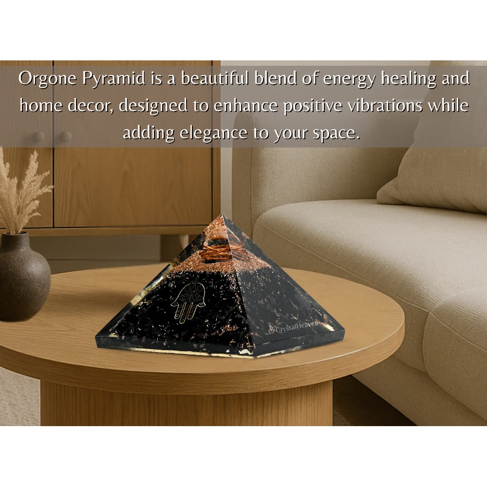 Shungite Orgone Pyramid (Samll Hamsa)