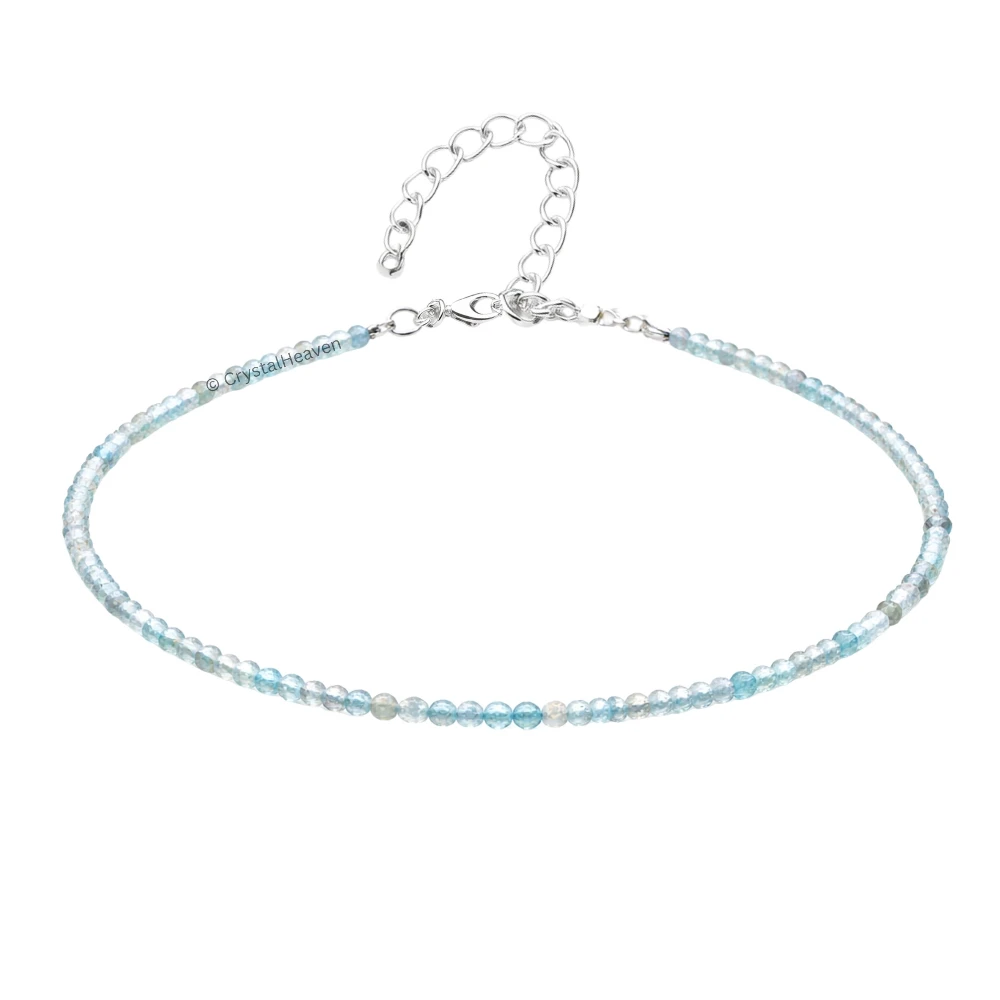 Sky Apatite Anklet - 2mm Faceted Beads