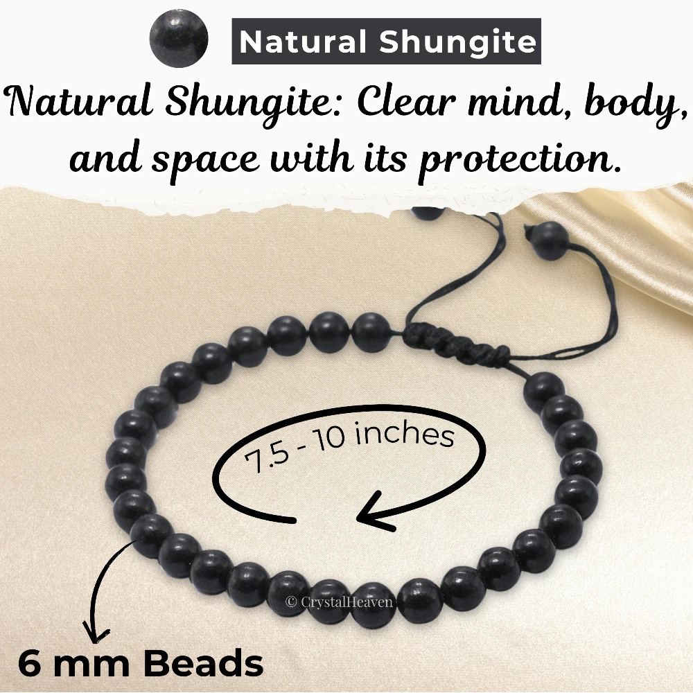 Shungite Healing Crystal Bracelets - 6mm Beads (Adjustable)