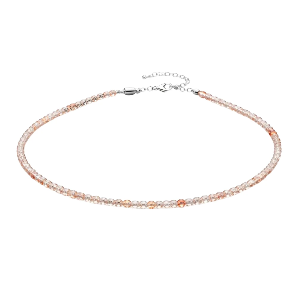 Copper Rutilated Quartz Anklet - 2mm Faceted Beads (Silver)
