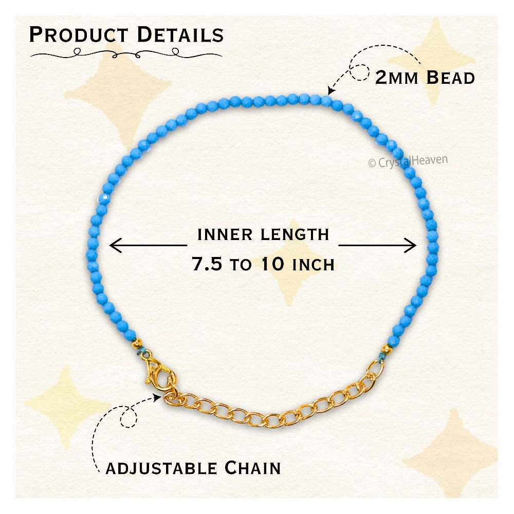 Turquoise Bracelets - 2mm Faceted Beads (Gold)
