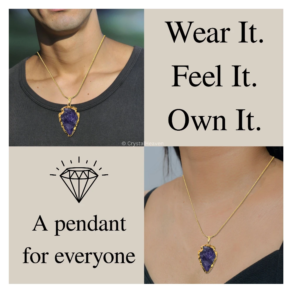 Amethyst Arrow Head Pendant - Gold Plated