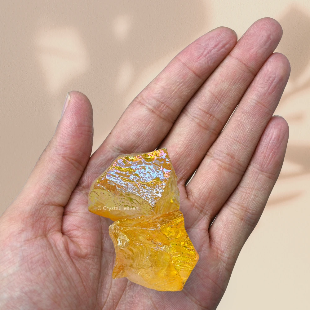Raw Yellow Aura Quartz Crystals (5 Pieces)