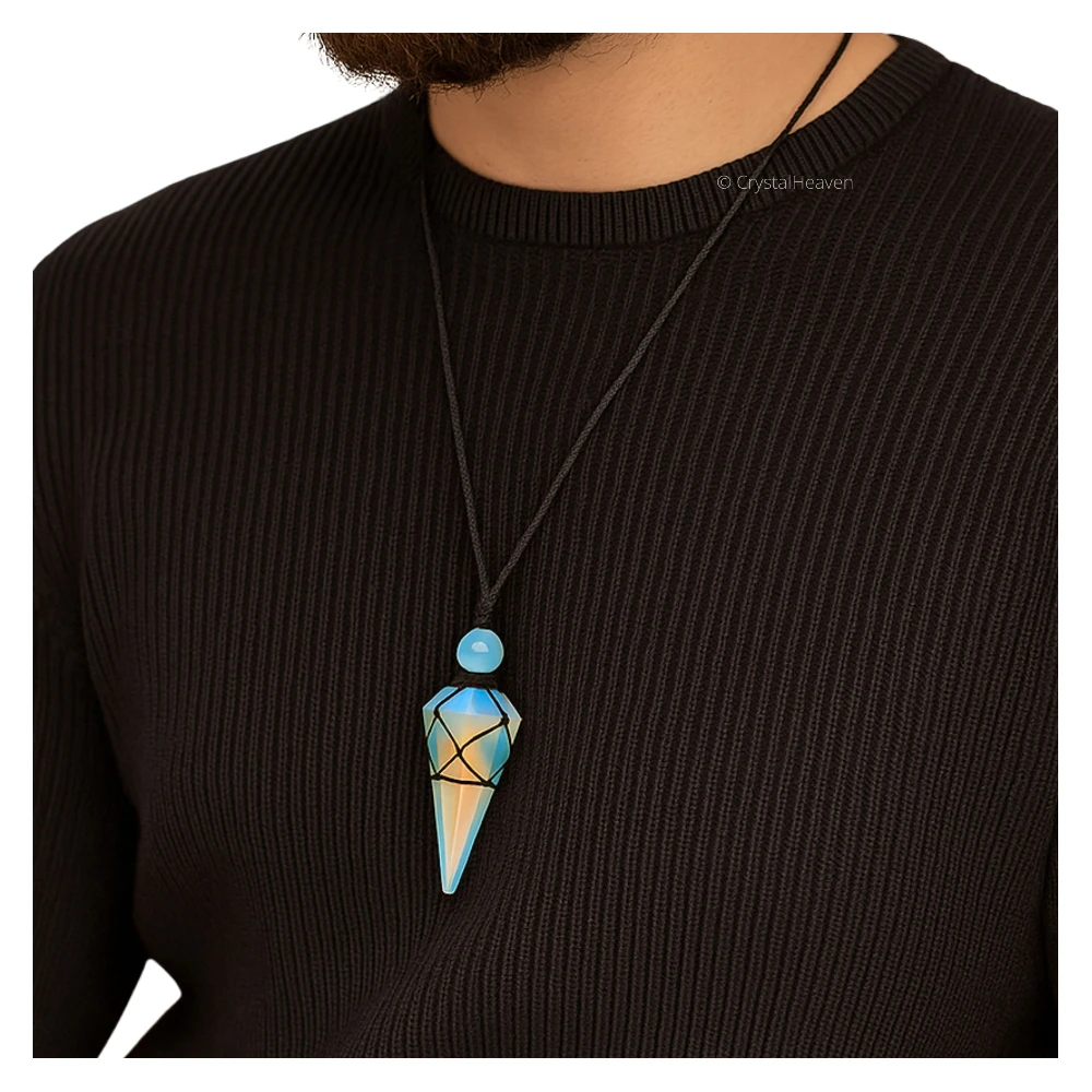 Opalite Pendulum Pendant Necklace (Macrame)