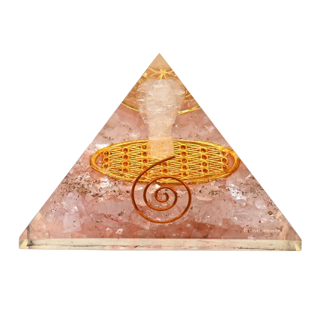 Rose Quartz Orgone Pyramid (Copper with Angel)